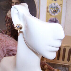 14K Gold Tanzanite and Diamond Accent Earrings for Pierced Ears - Posts w/ Nuts